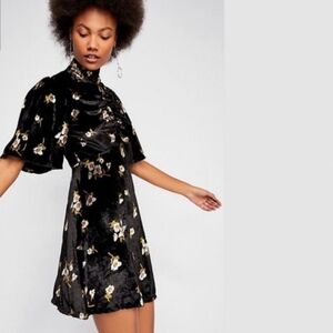 Free People Black Floral Mini Dress